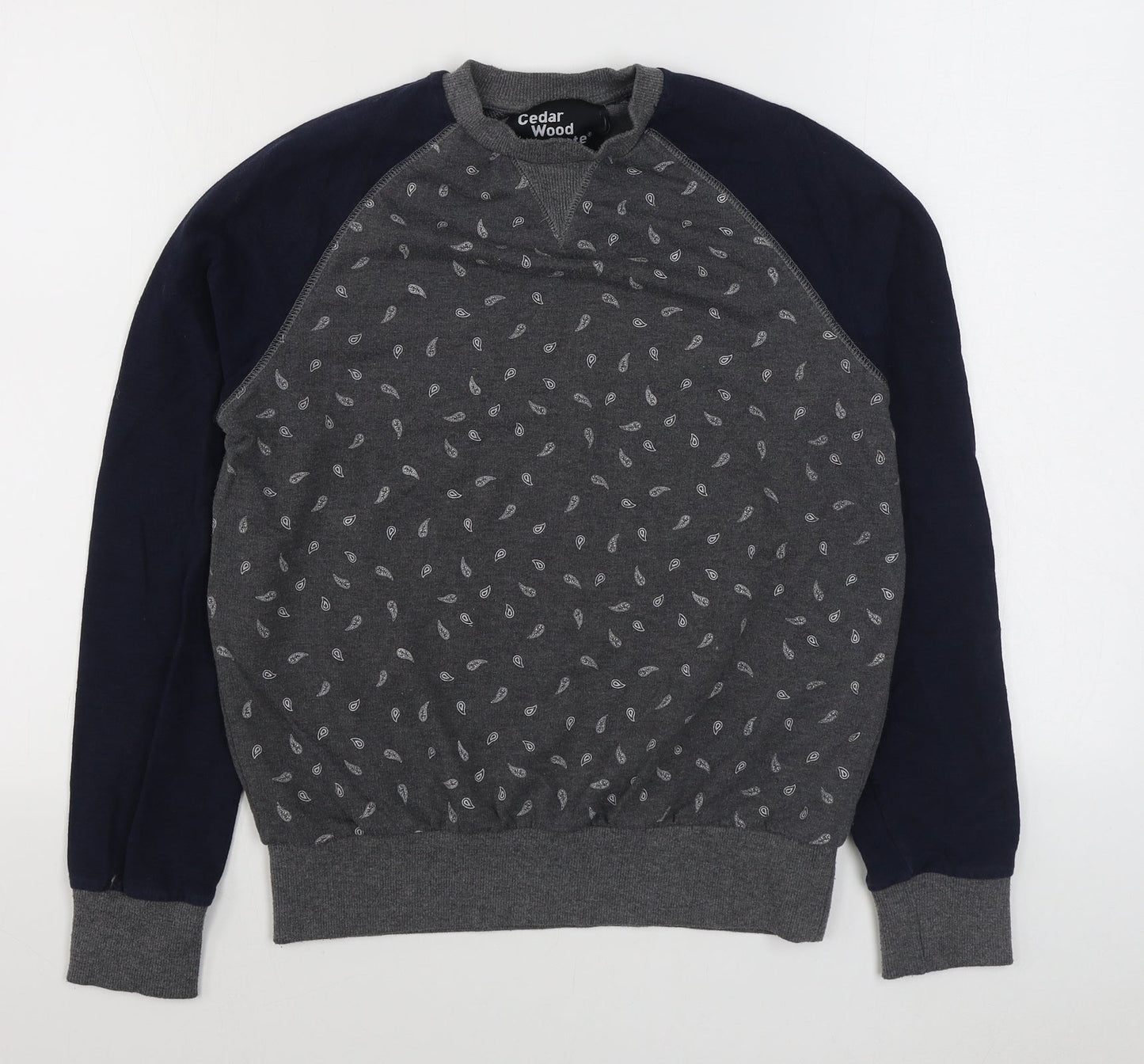 Primark Mens Grey Paisley Cotton Pullover Sweatshirt Size S