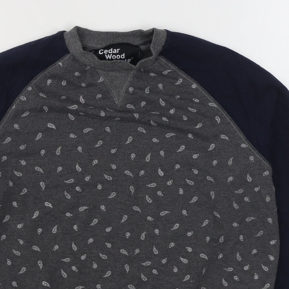 Primark Mens Grey Paisley Cotton Pullover Sweatshirt Size S
