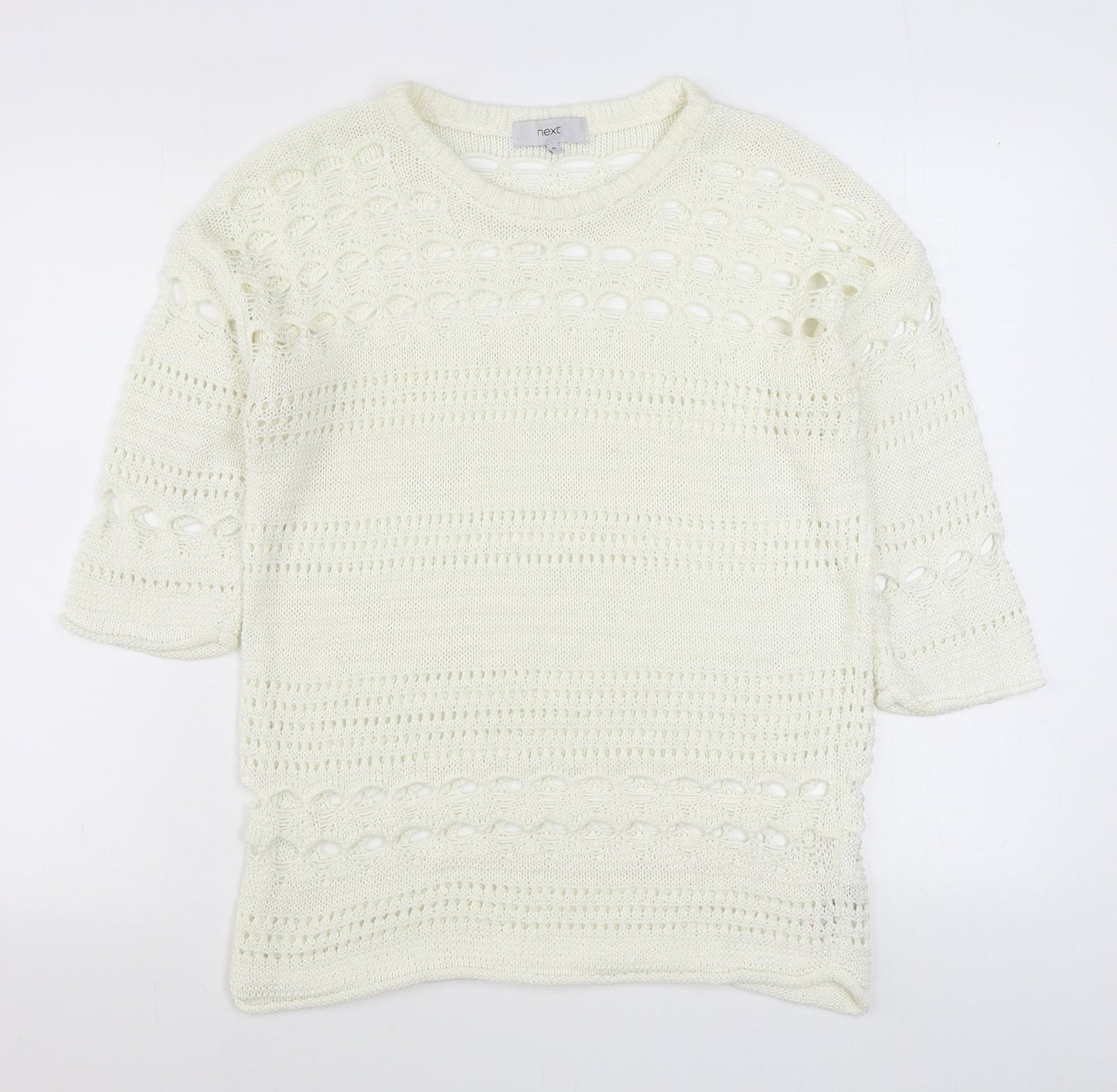 NEXT Womens White Round Neck  Acrylic Pullover Jumper Size M