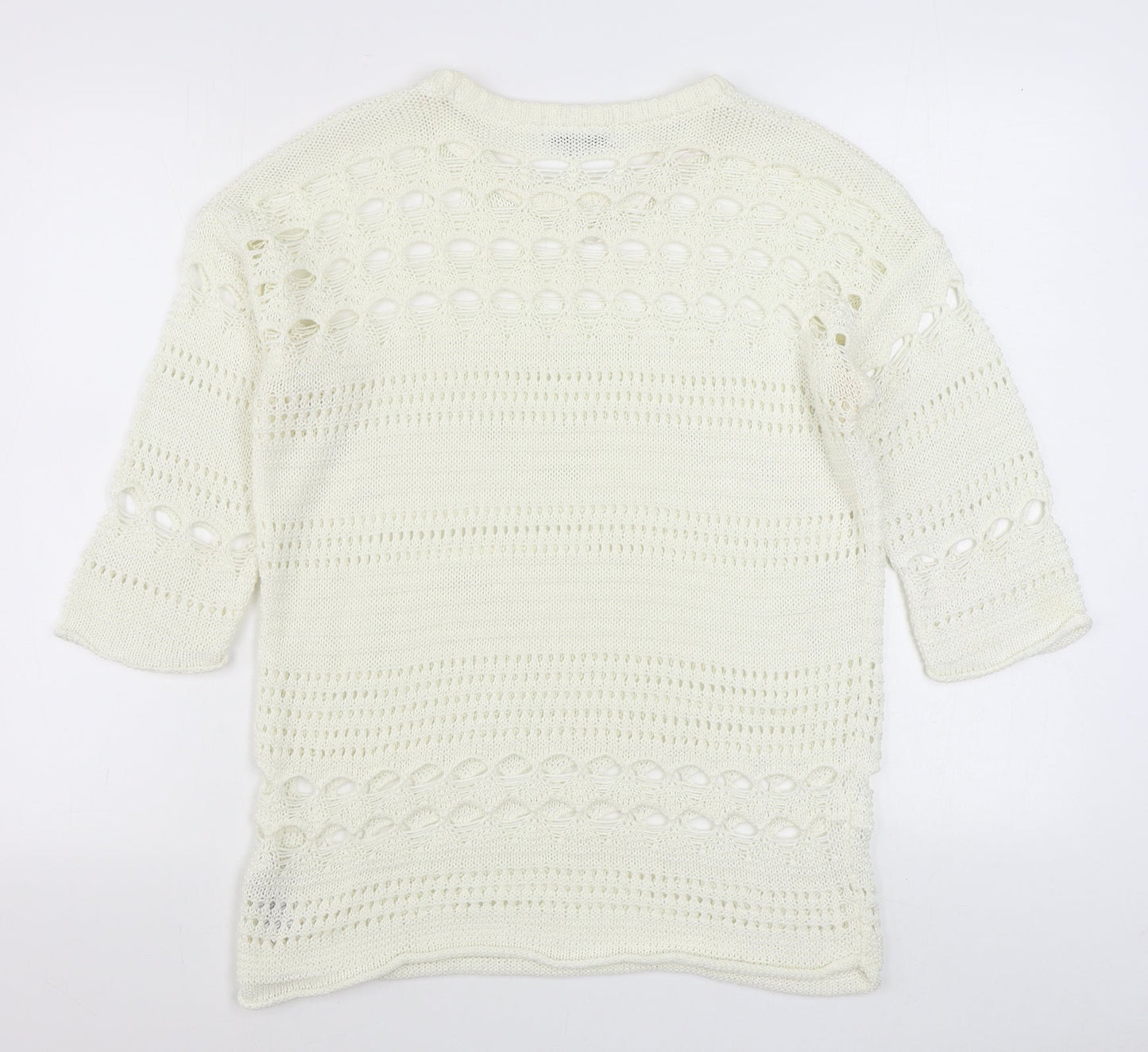 NEXT Womens White Round Neck  Acrylic Pullover Jumper Size M