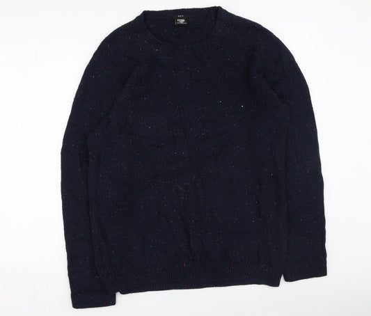 FSBN Mens Blue Round Neck  Polyester Pullover Jumper Size L