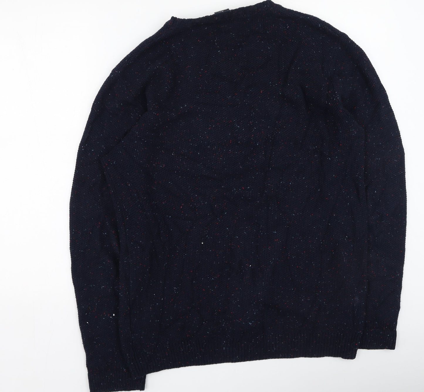 FSBN Mens Blue Round Neck  Polyester Pullover Jumper Size L