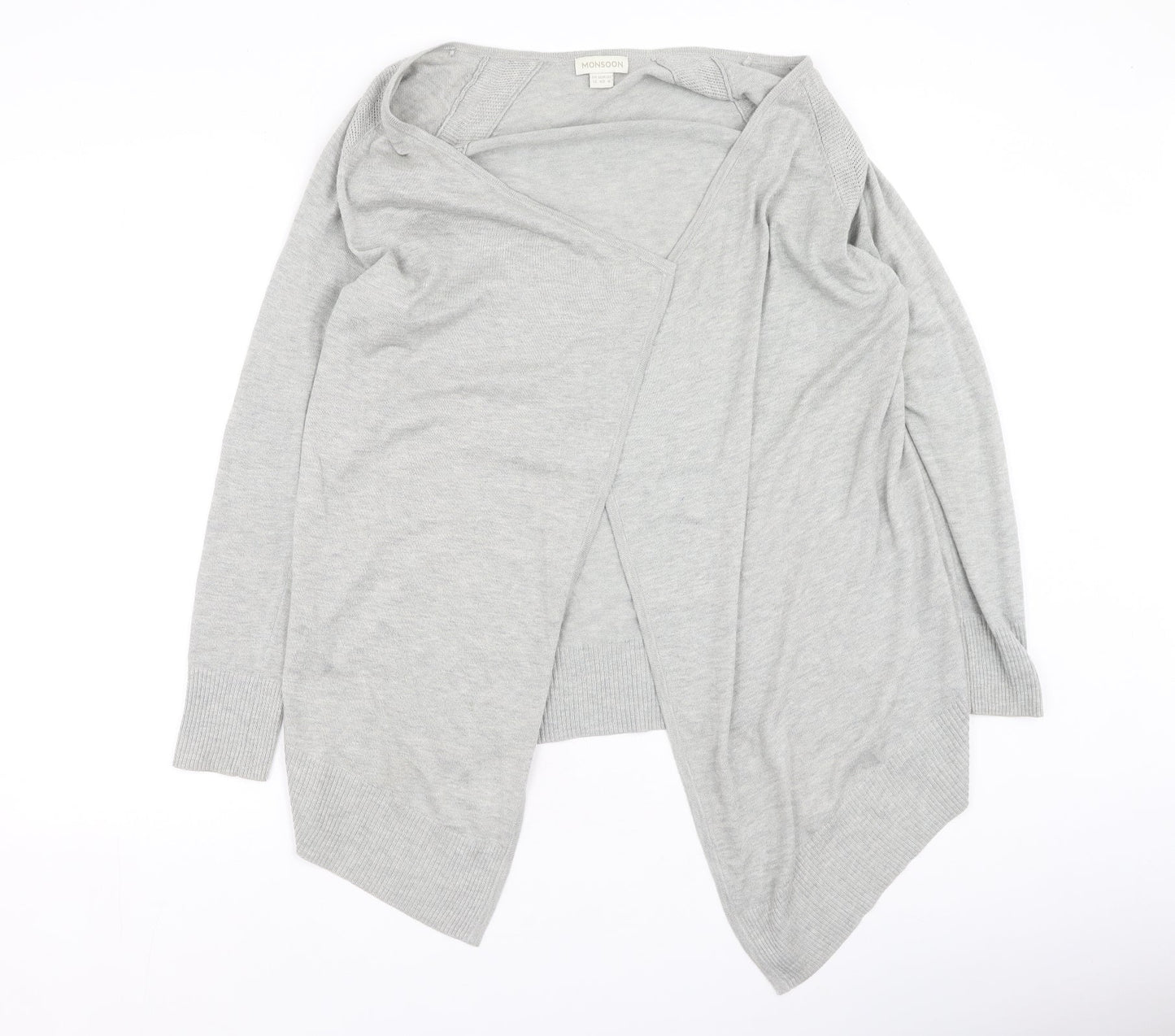 Monsoon Womens Grey Round Neck  Polyester Cardigan Jumper Size 12