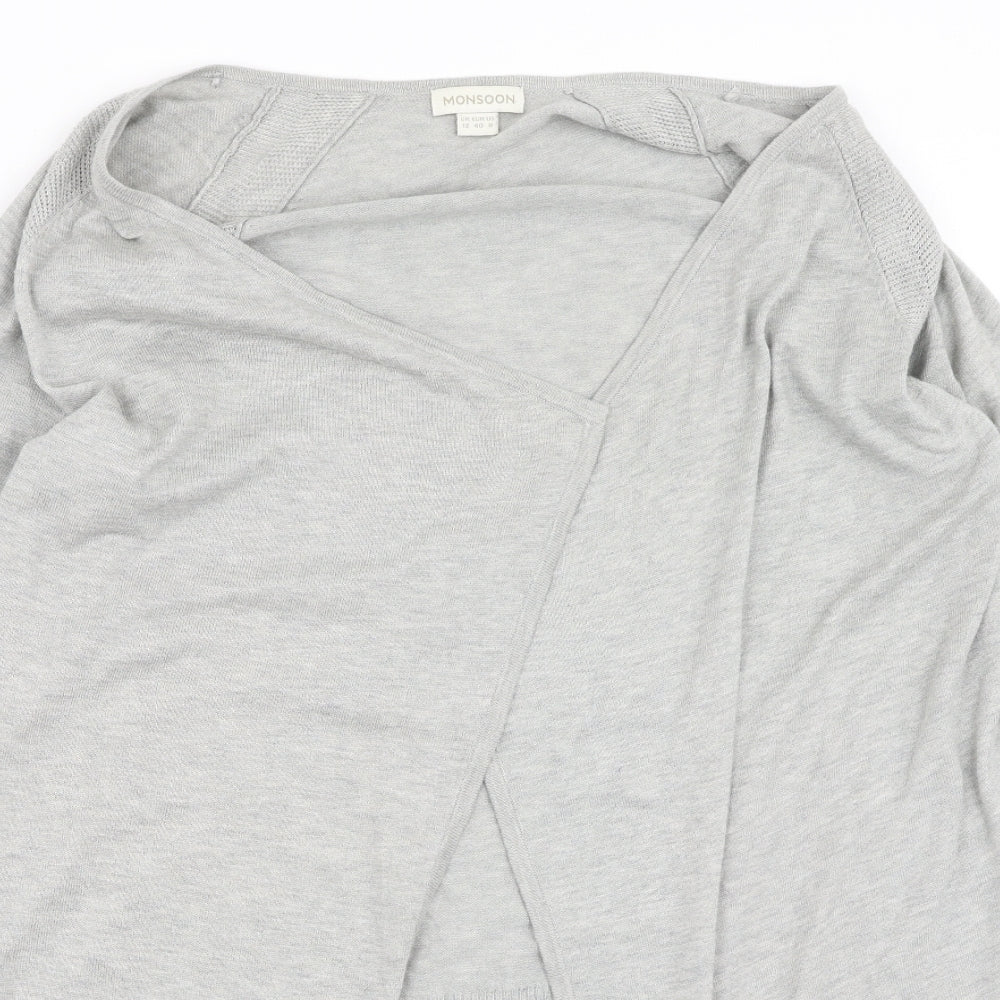 Monsoon Womens Grey Round Neck  Polyester Cardigan Jumper Size 12