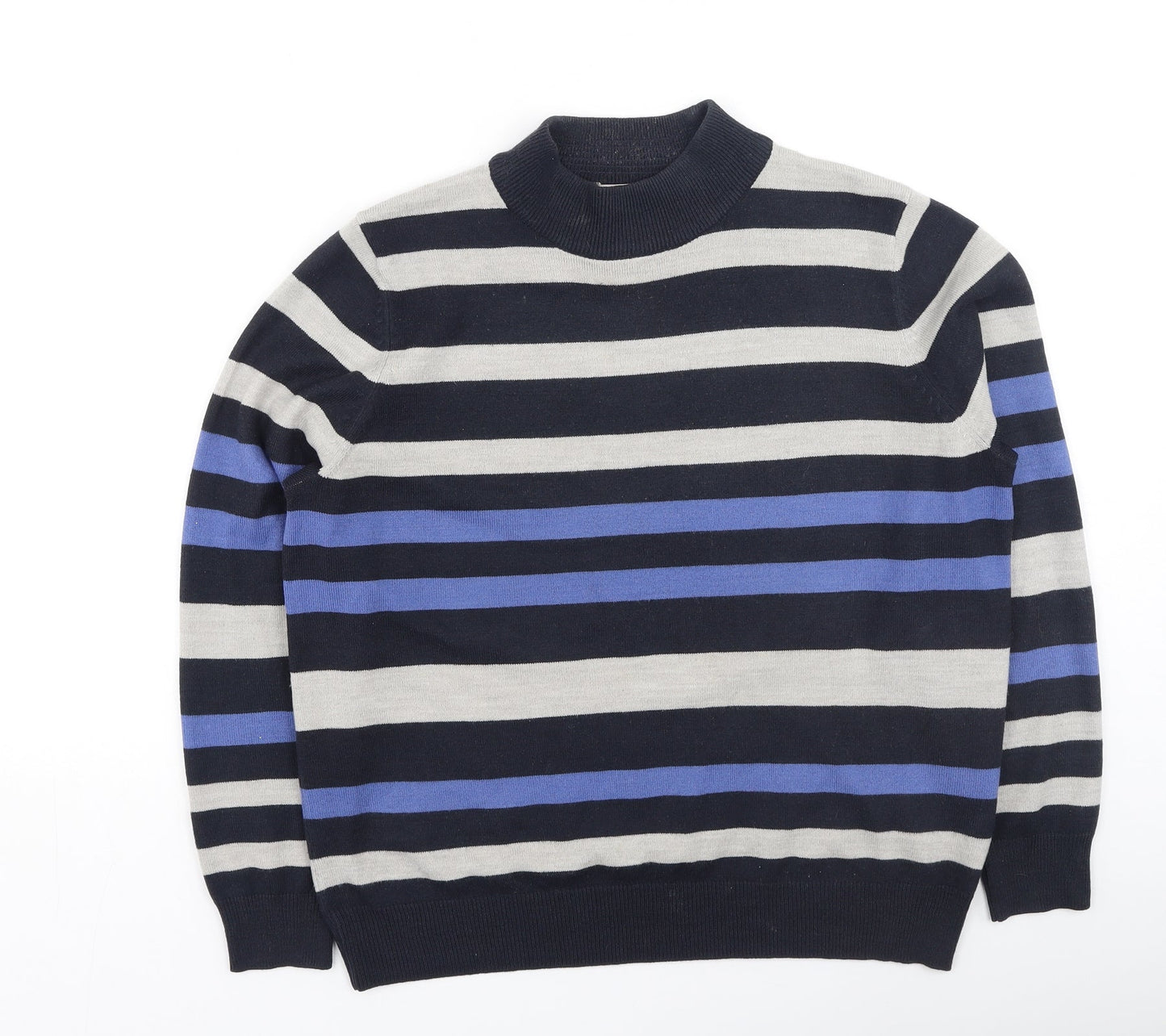 Marks and Spencer Womens Multicoloured High Neck Striped Acrylic Pullover Jumper Size 14