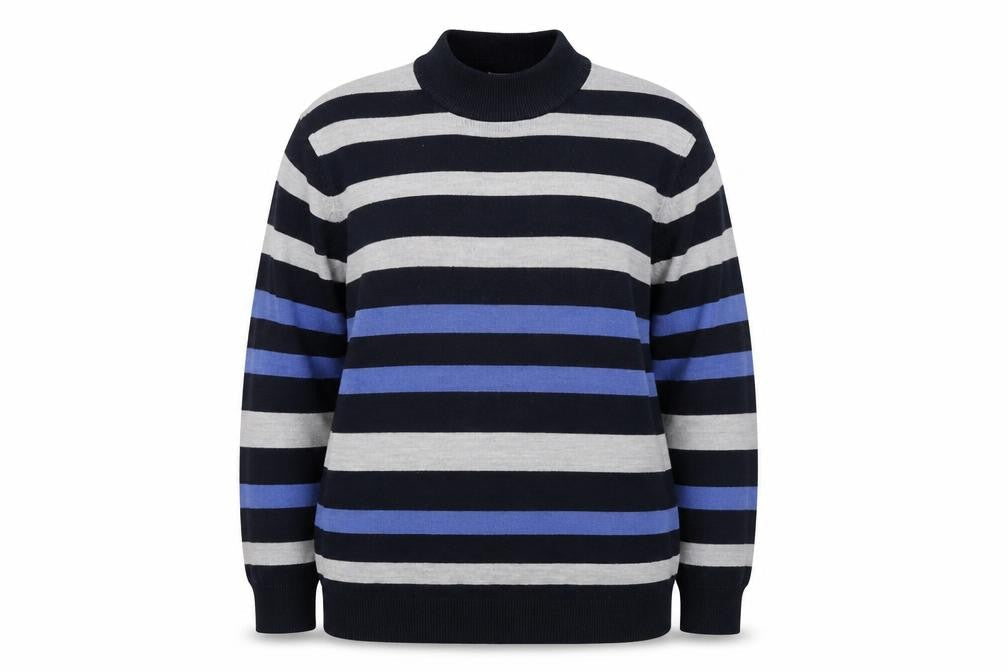 Marks & Spencer Womens Multicoloured High Neck Striped Acrylic Pullover Jumper Size 14