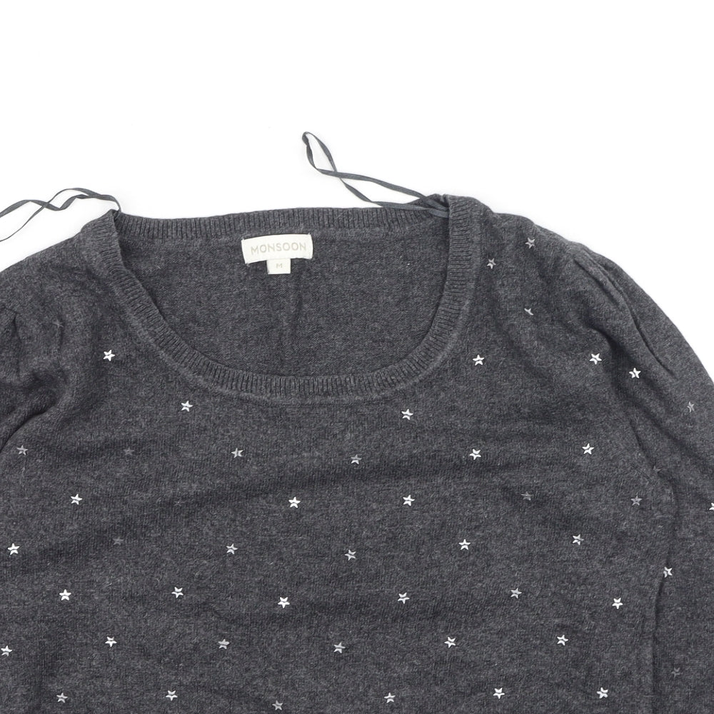 Monsoon Womens Grey  Cotton Pullover Sweatshirt Size M