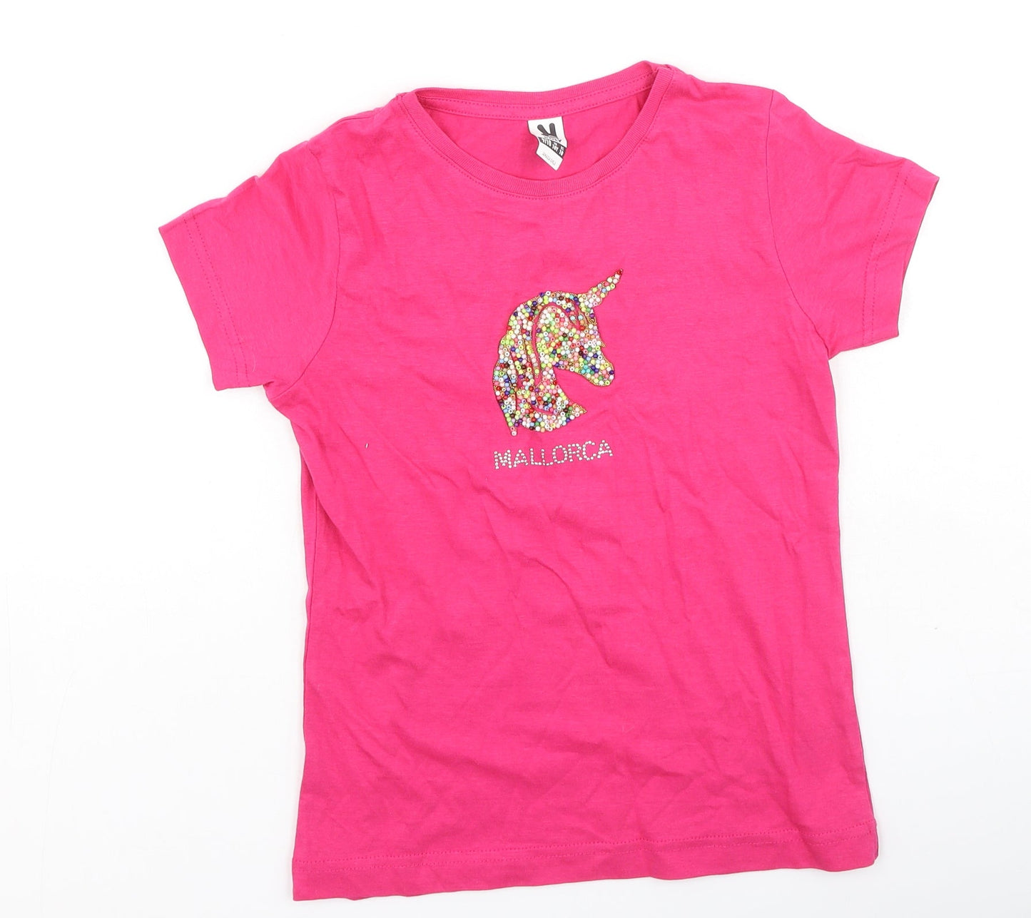 Roly Girls Pink  Cotton Basic Casual Size 9-10 Years Round Neck