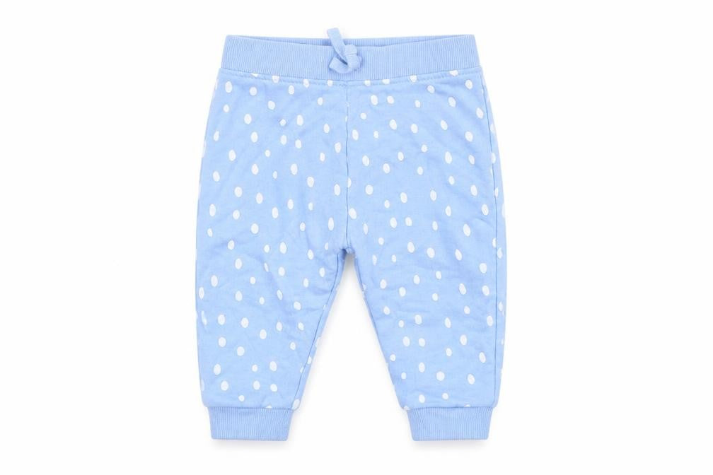 Dunnes Stores Baby Blue Spotted Cotton Jogger Trousers Size 6-9 Months