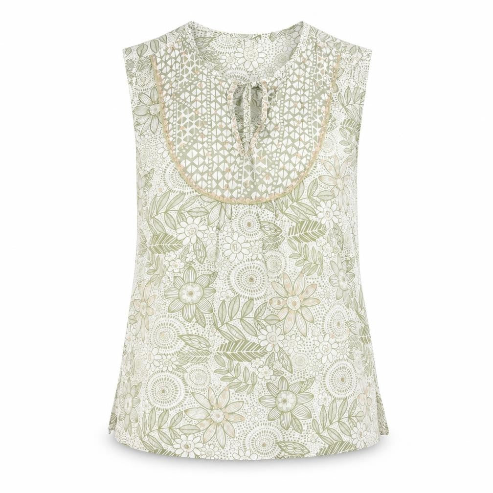 River Island Womens Green Geometric Polyester Basic Tank Size 14 V-Neck