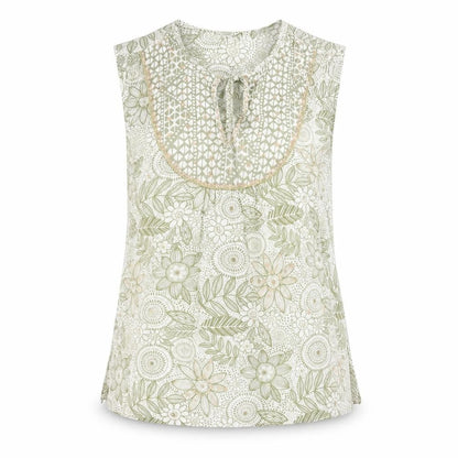 River Island Womens Green Geometric Polyester Basic Tank Size 14 V-Neck