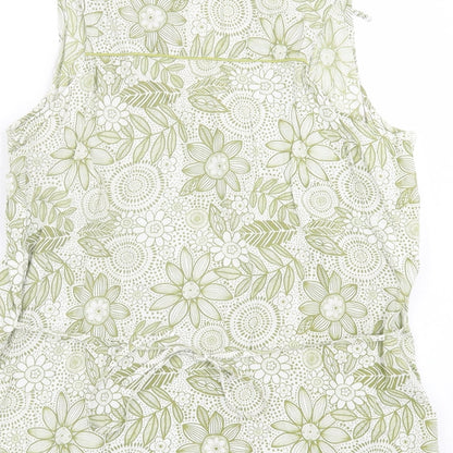 River Island Womens Green Geometric Polyester Basic Tank Size 14 V-Neck