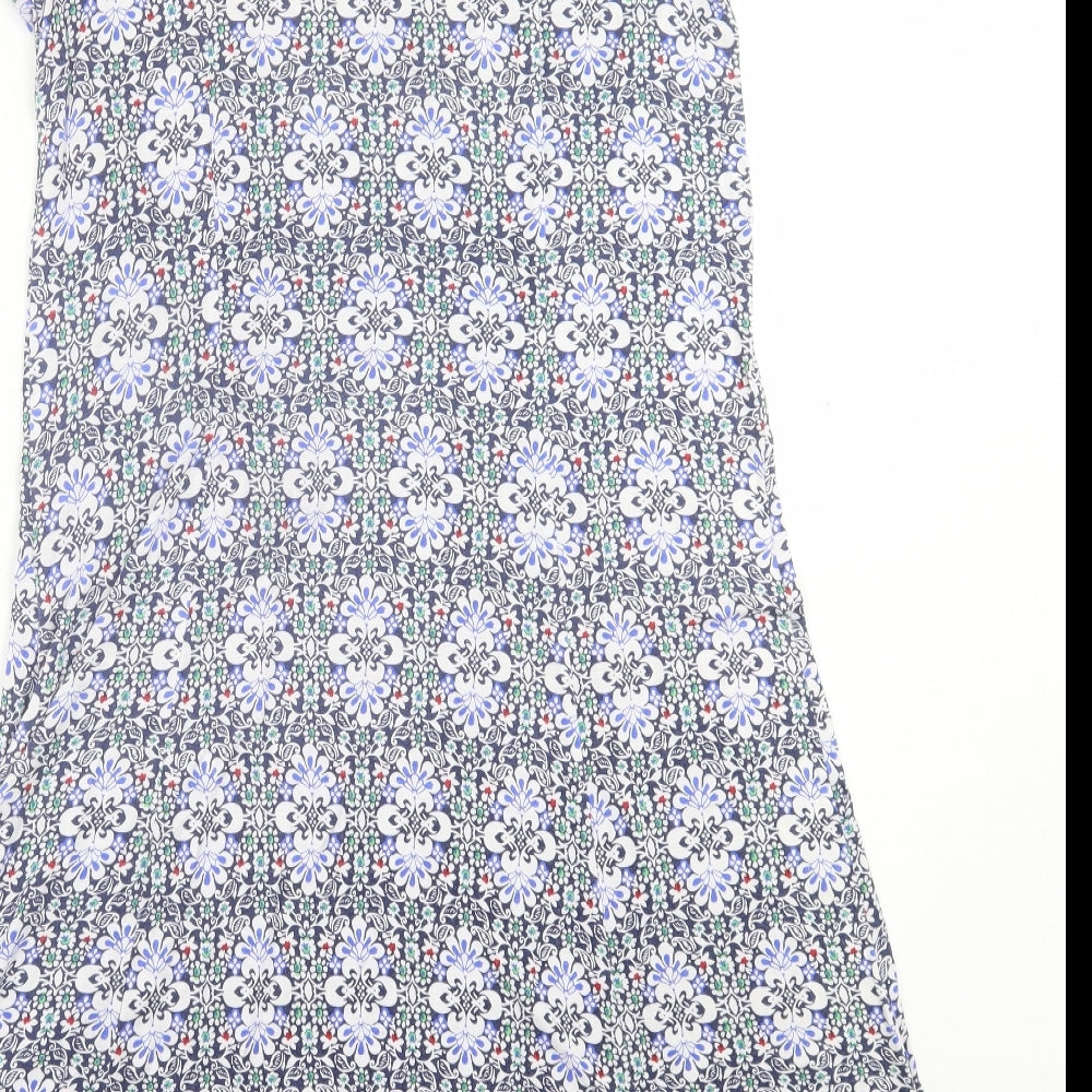 Peacocks Womens Blue Floral Viscose Fit & Flare  Size 16  Scoop Neck Pullover