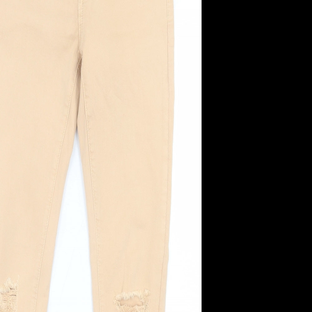 LEXXURY Womens Beige  Cotton Skinny Jeans Size XS L27 in Regular Button