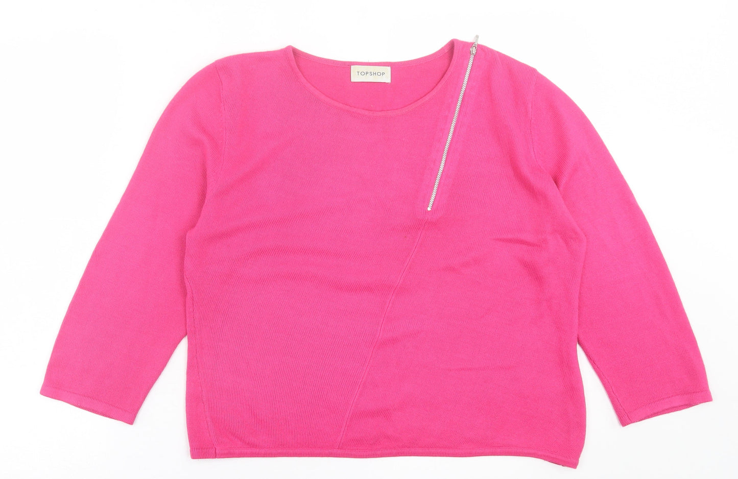 Topshop Womens Pink Crew Neck  Acrylic Pullover Jumper Size 14