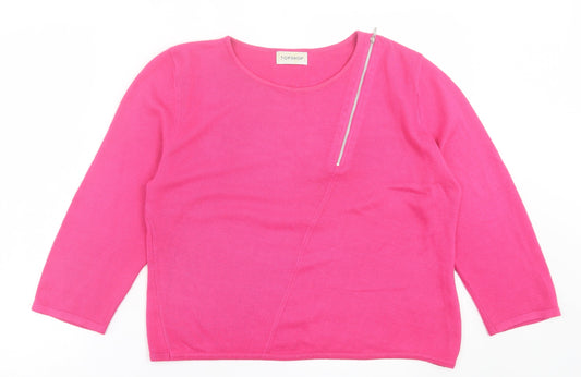 Topshop Womens Pink Crew Neck  Acrylic Pullover Jumper Size 14