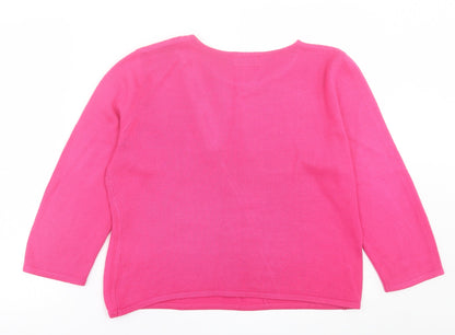 Topshop Womens Pink Crew Neck  Acrylic Pullover Jumper Size 14