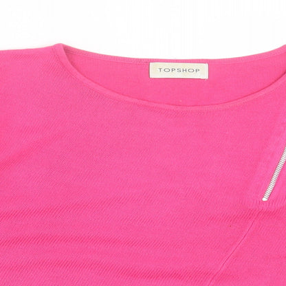 Topshop Womens Pink Crew Neck  Acrylic Pullover Jumper Size 14