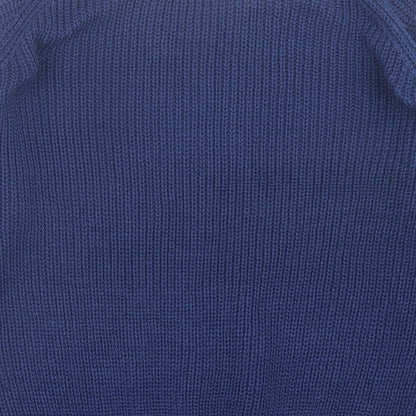 TRU Womens Blue Boat Neck  Acrylic Pullover Jumper Size S