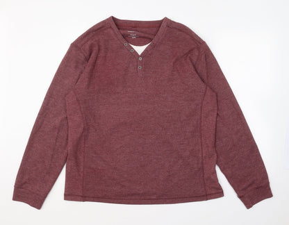 Easy Mens Purple V-Neck  Polyester Pullover Jumper Size 2XL