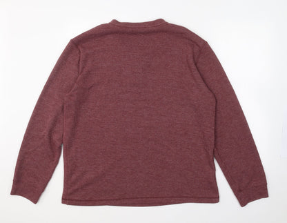 Easy Mens Purple V-Neck  Polyester Pullover Jumper Size 2XL