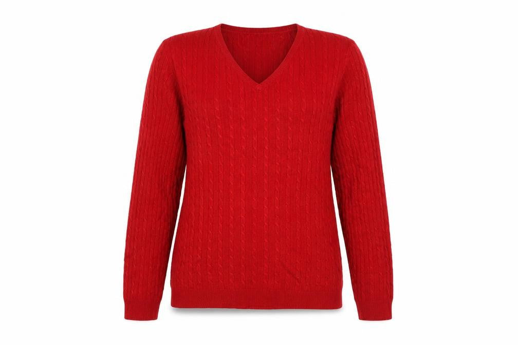 Love Knitwear Womens Red V-Neck  Acrylic Pullover Jumper Size 12