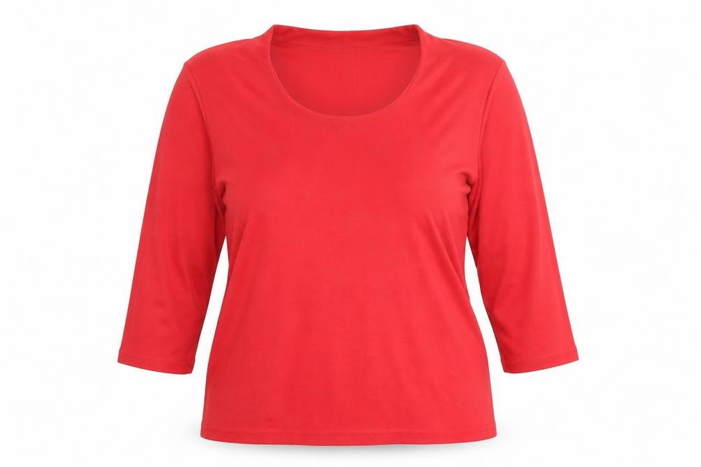Emreco Womens Red  Polyester Basic T-Shirt Size 18 Scoop Neck