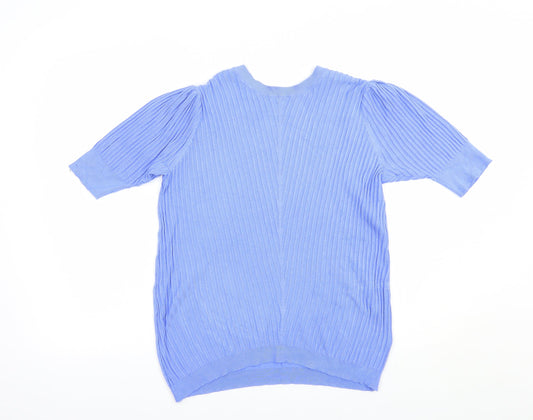 Marks and Spencer Womens Blue Crew Neck  Viscose Pullover Jumper Size 14