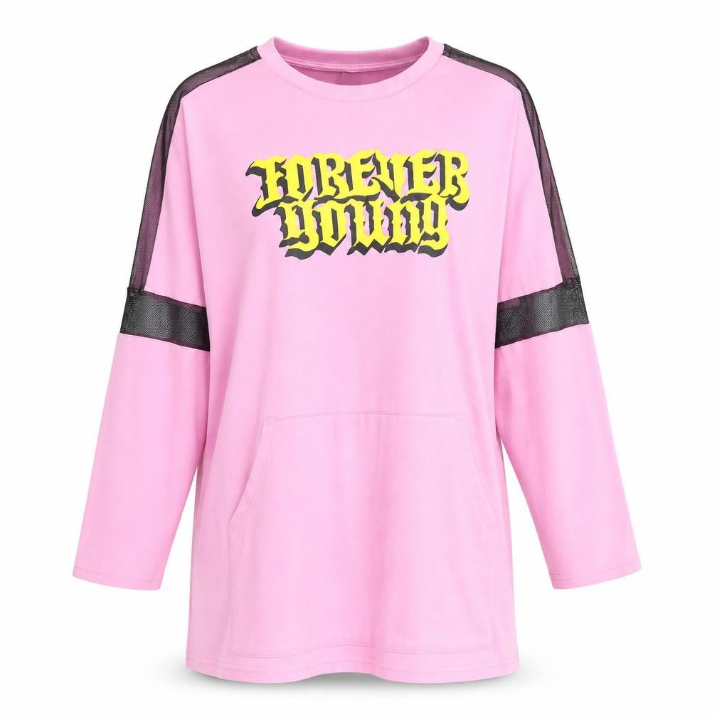 SheIn Womens Pink  Polyester Tunic Sweatshirt Size M  Pullover - Forever Young