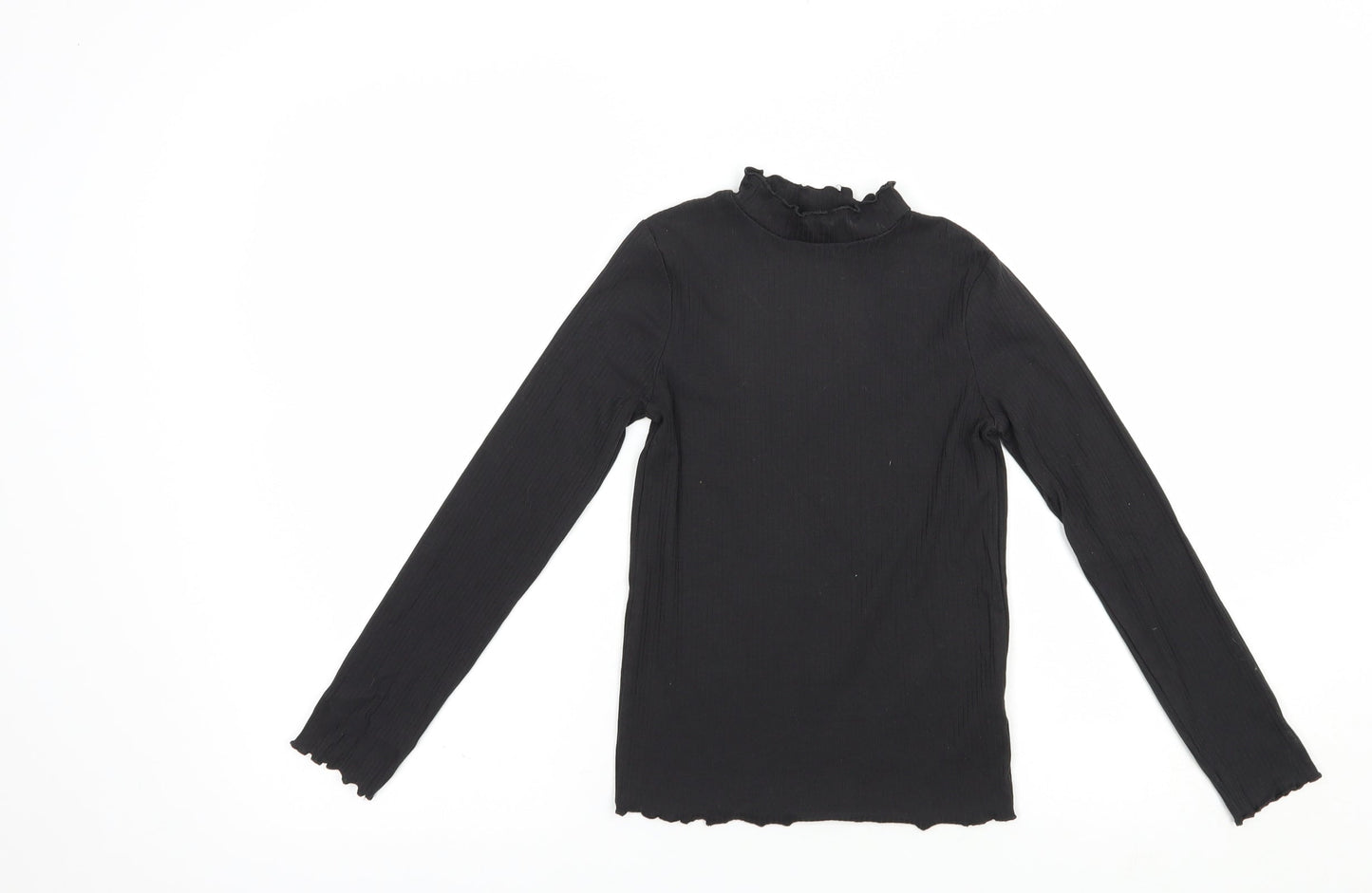 TU Girls Black  Cotton Basic T-Shirt Size 8 Years Mock Neck Pullover