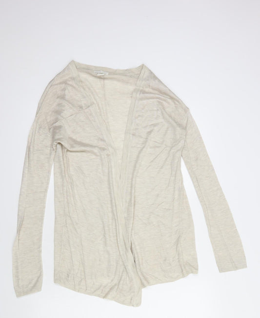 H&M Womens Beige V-Neck  Acrylic Cardigan Jumper Size XS