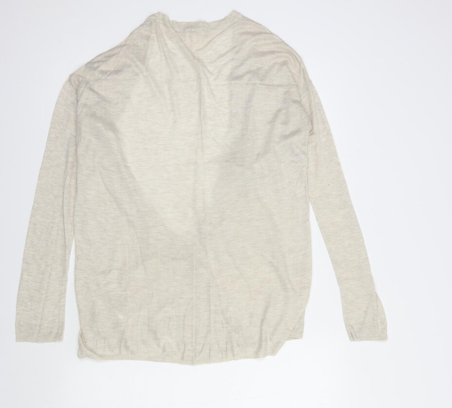 H&M Womens Beige V-Neck  Acrylic Cardigan Jumper Size XS