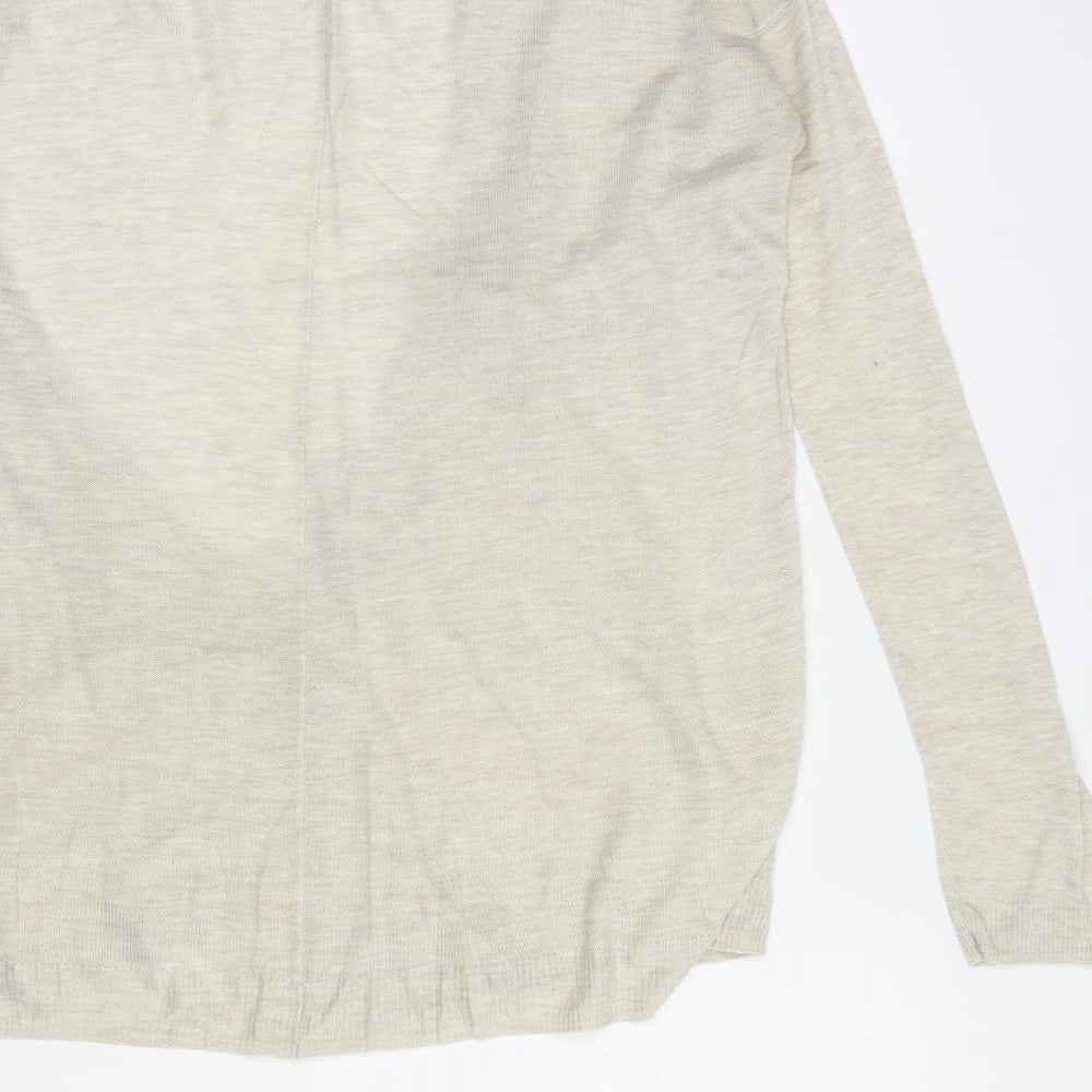 H&M Womens Beige V-Neck  Acrylic Cardigan Jumper Size XS