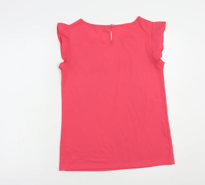 Preloved New Look Womens Pink  Polyester Basic Blouse Size 8 Boat Neck - Back