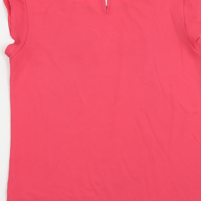 Preloved New Look Womens Pink  Polyester Basic Blouse Size 8 Boat Neck - Label