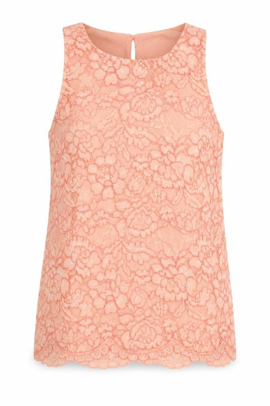 F&F Womens Pink Floral Nylon Basic Blouse Size 6 Scoop Neck