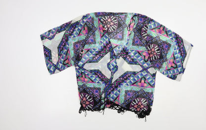 Preloved Atmosphere Womens Multicoloured Geometric Polyester Kimono Blouse Size S V-Neck - Front