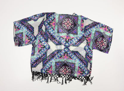 Preloved Atmosphere Womens Multicoloured Geometric Polyester Kimono Blouse Size S V-Neck - Back