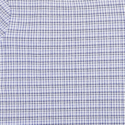 Savida Womens Blue Check Polyester Basic Blouse Size M Crew Neck