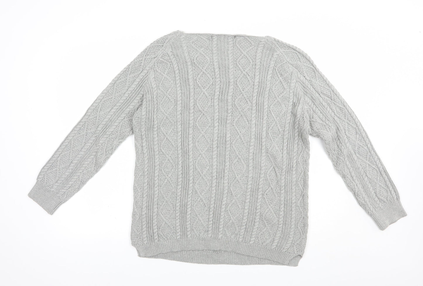 Tru Collection Womens Grey Boat Neck  Cotton Pullover Jumper Size XL