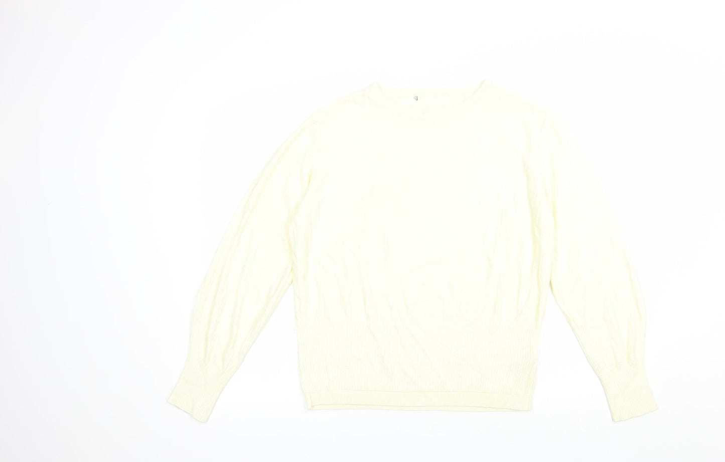 Marks and Spencer Womens Ivory Crew Neck  Viscose Pullover Jumper Size 14
