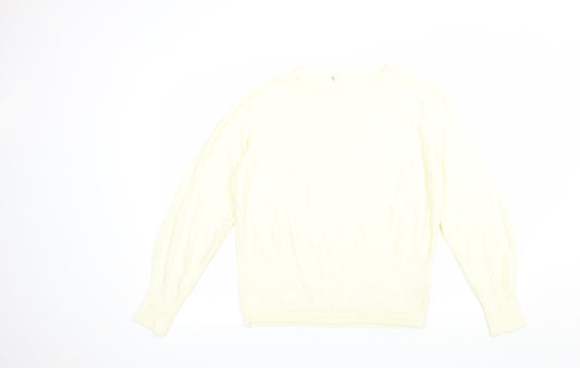Marks and Spencer Womens Ivory Crew Neck  Viscose Pullover Jumper Size 14