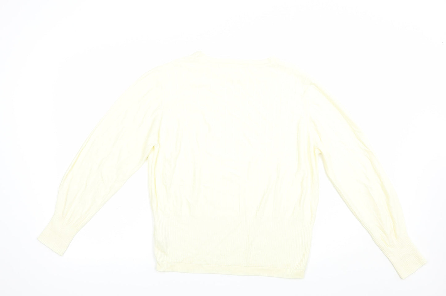 Marks and Spencer Womens Ivory Crew Neck  Viscose Pullover Jumper Size 14