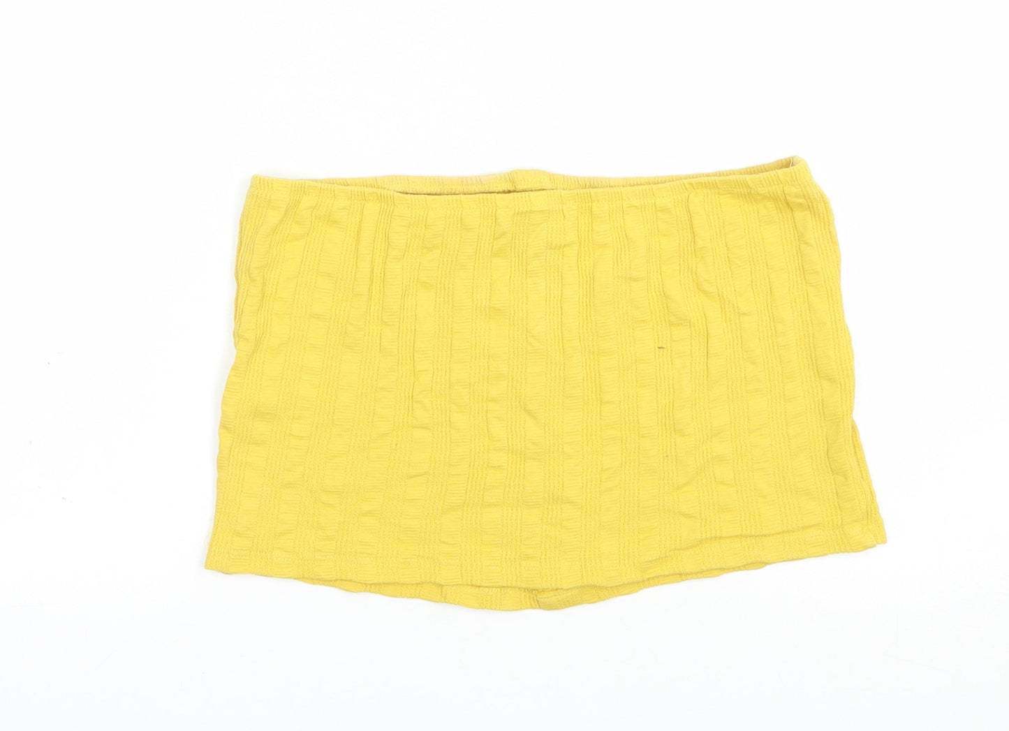 New Look Womens Yellow  Cotton Cropped Tank Size 14 Off the Shoulder
