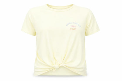 Primark Womens Yellow  Cotton Basic T-Shirt Size 10 Crew Neck - Good Things
