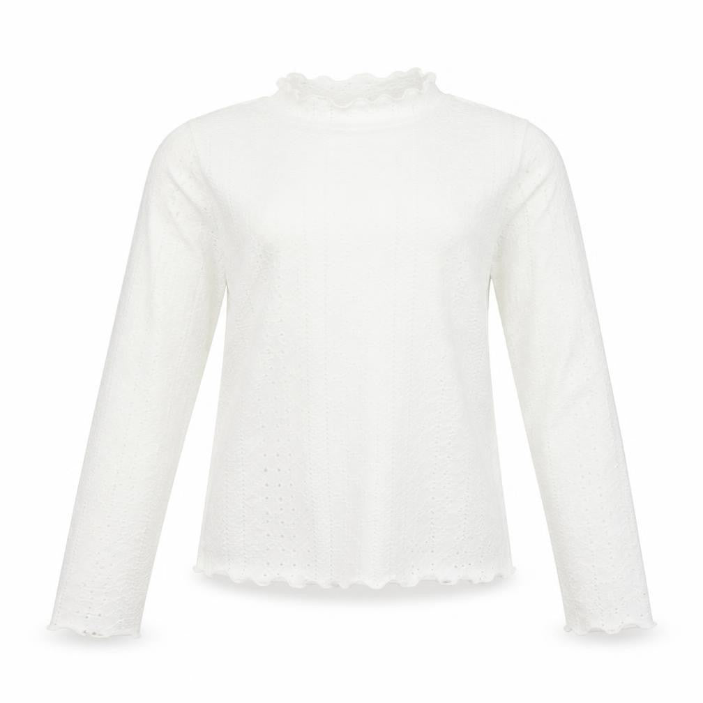 SheIn Girls White  Polyester Basic T-Shirt Size 10 Years Mock Neck Pullover