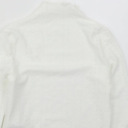 SHEIN Girls White  Polyester Basic T-Shirt Size 10 Years Mock Neck Pullover