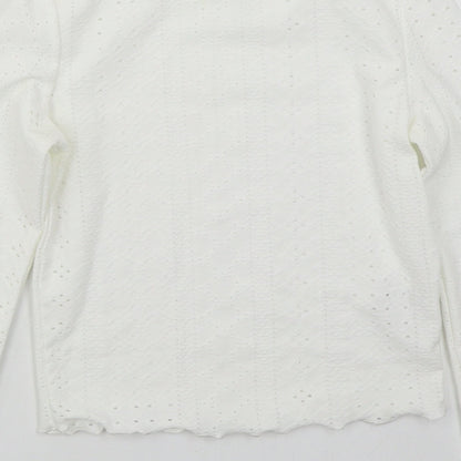 SHEIN Girls White  Polyester Basic T-Shirt Size 10 Years Mock Neck Pullover