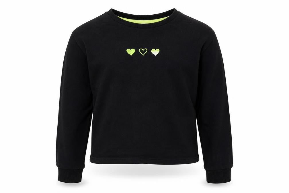 TU Girls Black  Cotton Pullover Sweatshirt Size 9 Years  Pullover - Hearts
