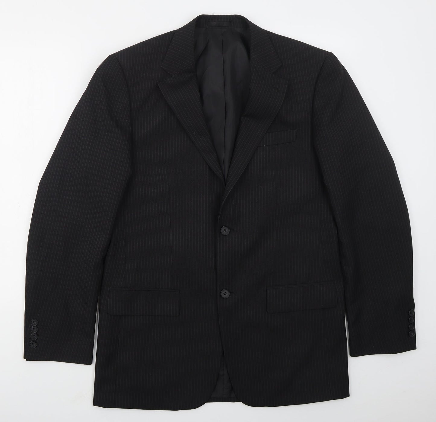 Taylor & Wright Mens Black Striped Polyester Jacket Suit Jacket Size 38